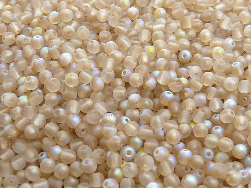 100 pcs Round Pressed Beads, 3mm, Crystal Matte Lemon Rainbow, Czech Glass