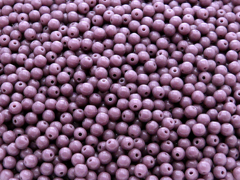 100 pcs Round Pressed Beads, 3mm, Opaque Lavender, Czech Glass
