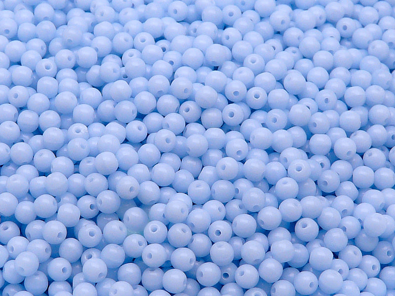 100 pcs Round Pressed Beads, 3mm, Opaque Light Sapphire, Czech Glass