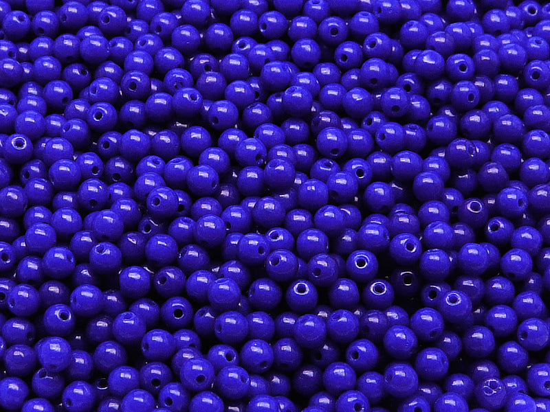 100 pcs Round Pressed Beads, 3mm, Opaque Sapphire, Czech Glass