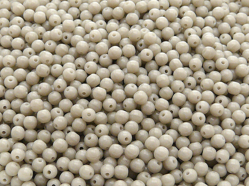 100 pcs Round Pressed Beads, 3mm, Opaque Light Gray, Czech Glass