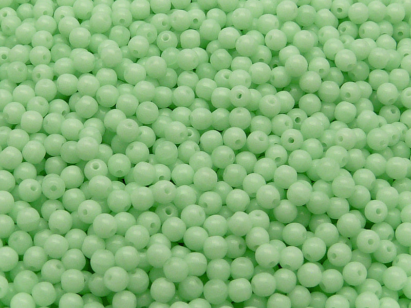 100 pcs Round Pressed Beads, 3mm, Opaque Green, Czech Glass