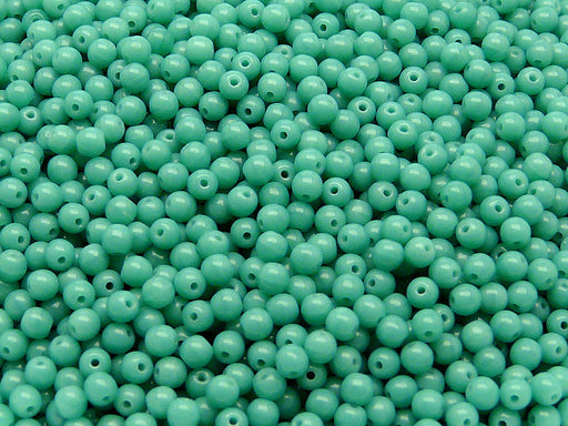 100 pcs Round Pressed Beads, 3mm, Turquoise Green (Jade), Czech Glass