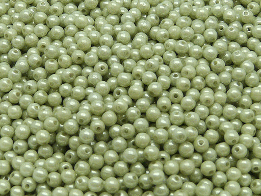 100 pcs Round Pressed Beads, 3mm, Chalk Light Green Luster, Czech Glass