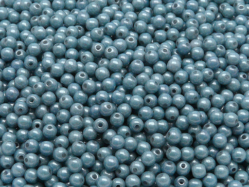100 pcs Round Pressed Beads, 3mm, Chalk Blue Luster, Czech Glass