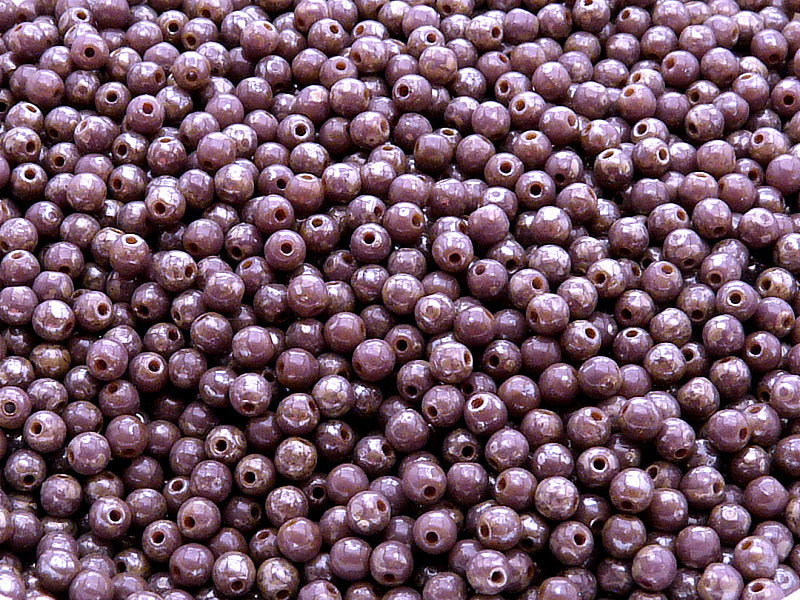 100 pcs Round Pressed Beads, 3mm, Opaque Violet Picasso, Czech Glass