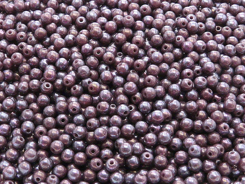100 pcs Round Pressed Beads, 3mm, Opaque Lila Nebula, Czech Glass