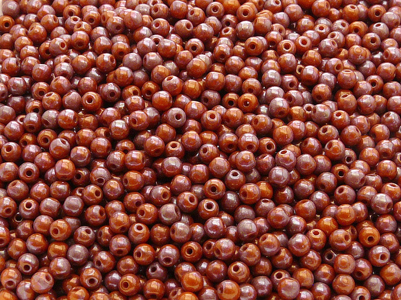 100 pcs Round Pressed Beads, 3mm, Opaque Orange Nebula, Czech Glass
