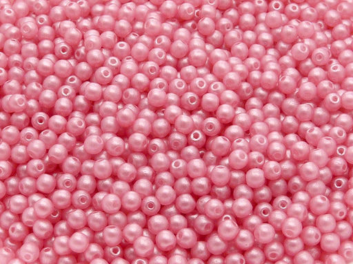100 pcs Round Pressed Beads, 3mm, Pearl Shine Light Pink, Czech Glass
