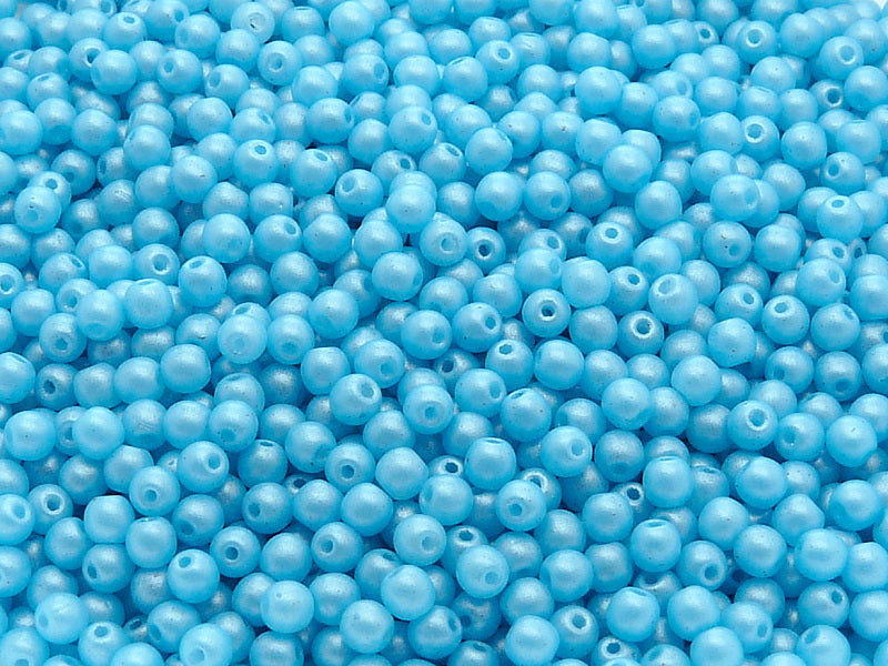 100 pcs Round Pressed Beads, 3mm, Pearl Shine Blue (Aqua), Czech Glass