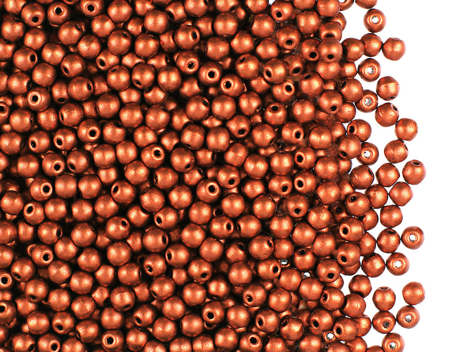 100 pcs Round Pressed Beads, 3mm, Copper, Czech Glass