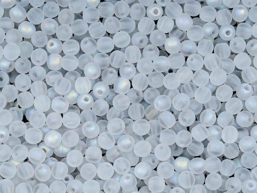 100 pcs Round Beads 3 mm, Crystal Matte AB, Czech Glass