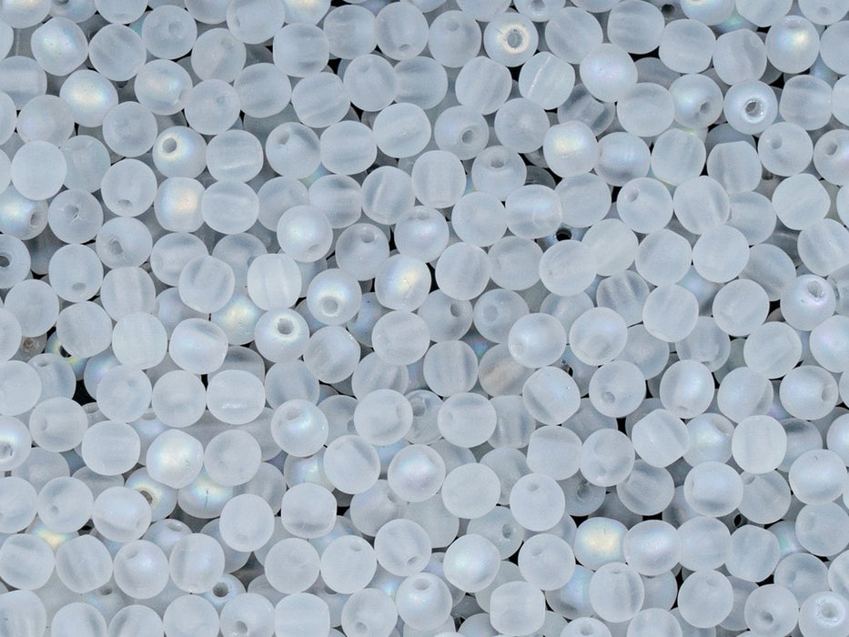 100 pcs Round Beads 3 mm, Crystal Matte AB, Czech Glass