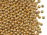 Round Beads 3 mm, Crystal 24KT Gold Plated, Czech Glass