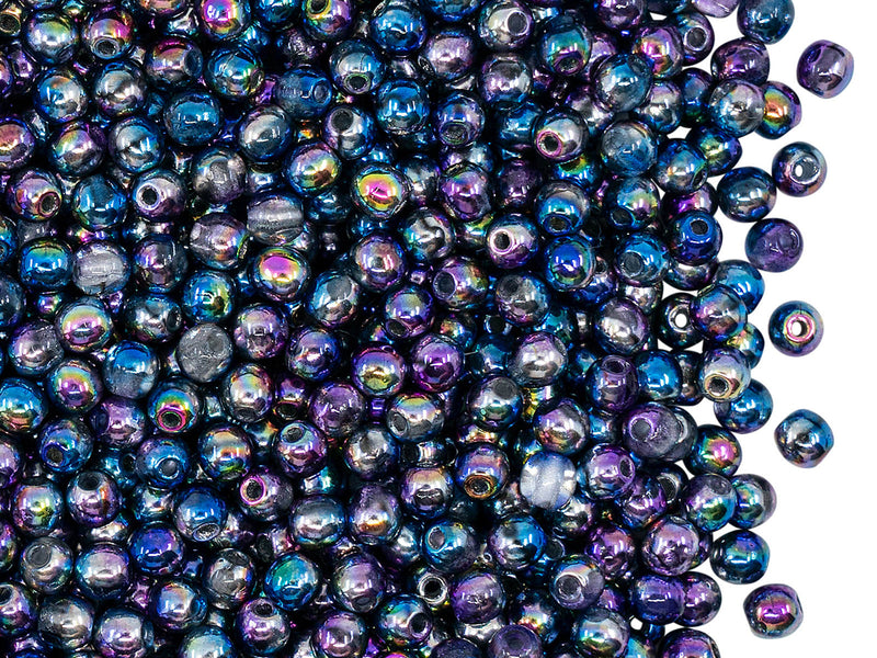 100 pcs Round Beads 3 mm, Crystal Magic Violet Blue, Czech Glass