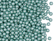 Round Beads 3 mm, Opaque Metallic Light Green Matte, Czech Glass