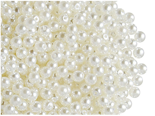Set of Round Beads (3mm, 4mm, 6mm, 8mm), White Pearl, Czech Glass