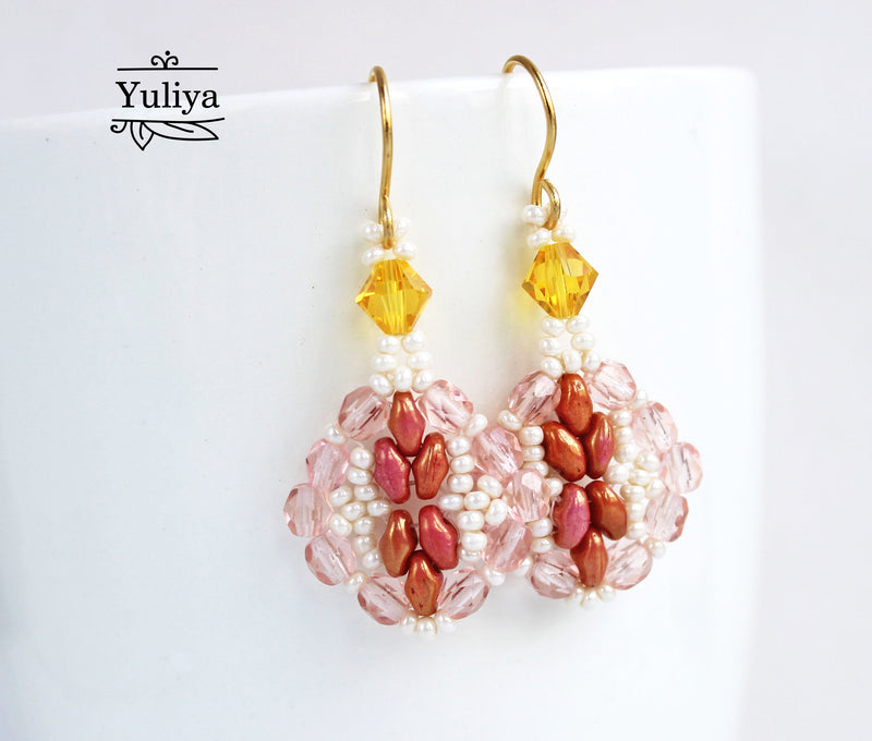 PDF Tutorial Small Pink Earrings