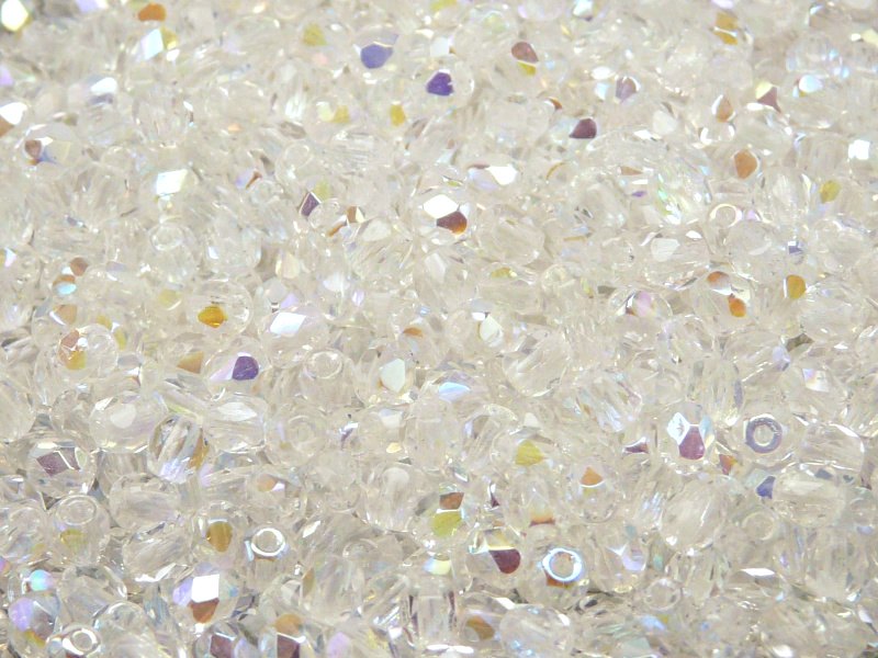 Set of Czech Fire-Polished Glass Beads Round 3mm - 6 colors (3FP001 3FP002 3FP007 3FP033 3FP052 3FP054)