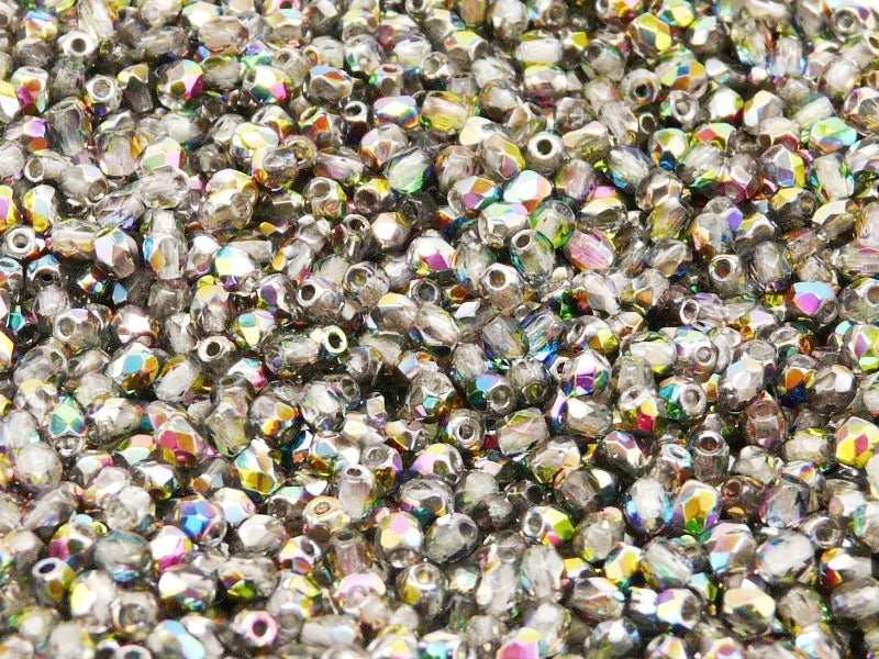Set of Czech Fire-Polished Glass Beads Round 3mm - 6 colors (3FP001 3FP002 3FP003 3FP007 3FP009 3FP010)