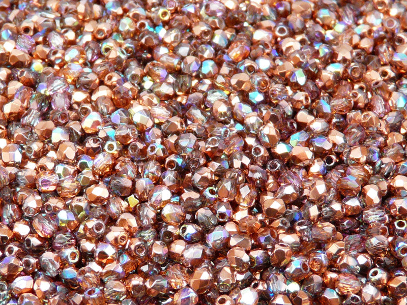 Set of Czech Fire-Polished Glass Beads Round 3mm - 6 colors (3FP002 3FP003 3FP009 3FP012 3FP036 3FP050)