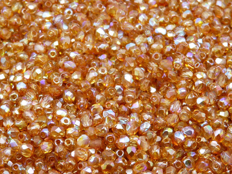 Set of Czech Fire-Polished Glass Beads Round 3mm - 6 colors (3FP001 3FP002 3FP003 3FP007 3FP009 3FP010)