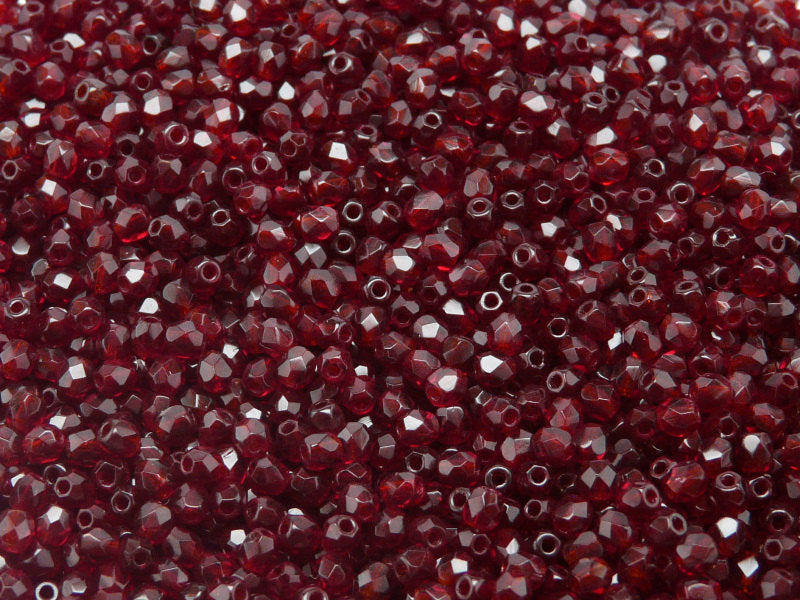 Set of Czech Fire-Polished Glass Beads Round 3mm - 6 colors (3FP007 3FP010 3FP012 3FP017 3FP038 3FP056)