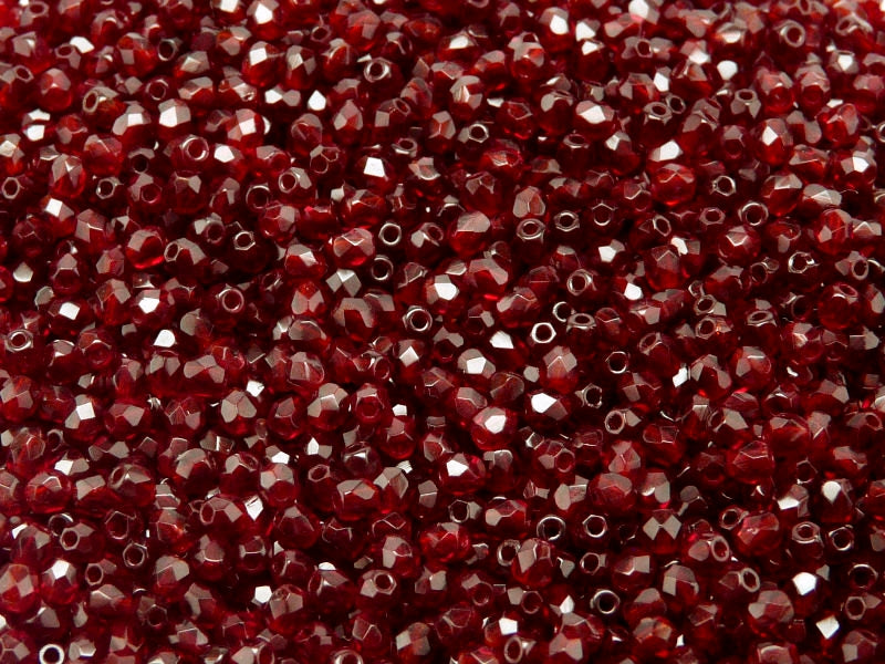 Set of Czech Fire-Polished Glass Beads Round 3mm - 6 colors (3FP002 3FP003 3FP009 3FP012 3FP036 3FP050)