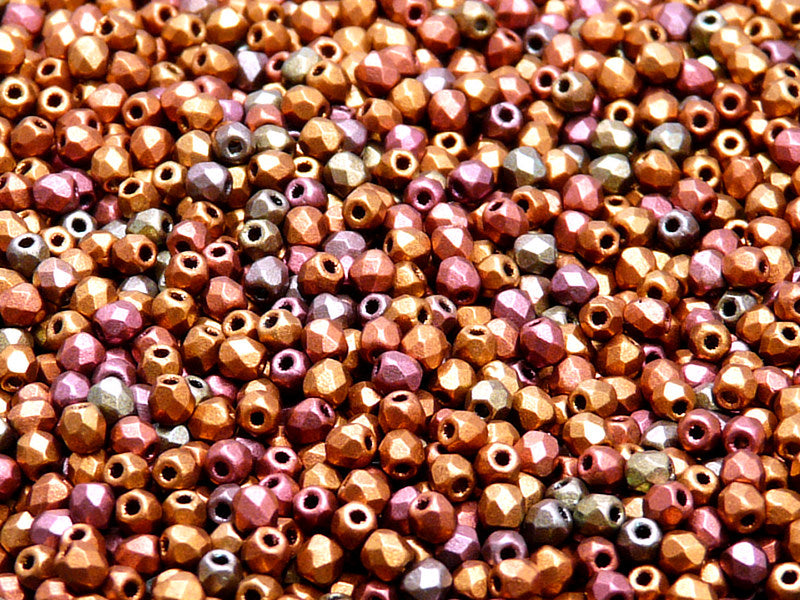 Set of Czech Fire-Polished Glass Beads Round 3mm - 6 colors (3FP007 3FP010 3FP012 3FP017 3FP038 3FP056)
