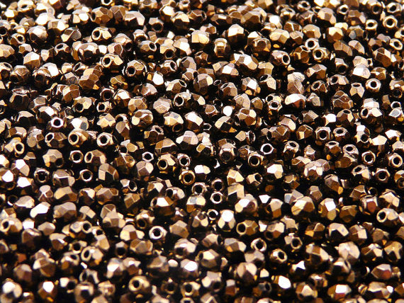 Set of Czech Fire-Polished Glass Beads Round 3mm - 6 colors (3FP025 3FP027 3FP028 3FP029 3FP031 3FP033)