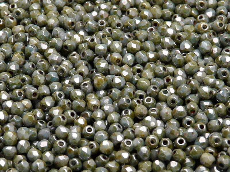 Set of Czech Fire-Polished Glass Beads Round 3mm - 6 colors (3FP007 3FP010 3FP012 3FP017 3FP038 3FP056)