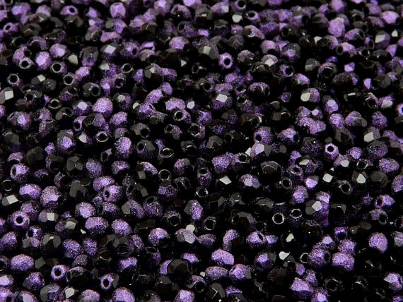 Set of Czech Fire-Polished Glass Beads Round 3mm - 6 colors (3FP052 3FP053 3FP054 3FP055 3FP056 3FP057)