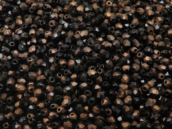 Set of Czech Fire-Polished Glass Beads Round 3mm - 6 colors (3FP052 3FP053 3FP054 3FP055 3FP056 3FP057)