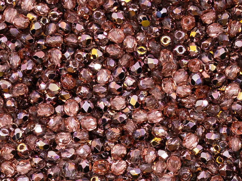 Set of Czech Fire-Polished Glass Beads Round 3mm - 6 colors (3FP002-3FP003-3FP064-3FP065-3FP074-3FP075)