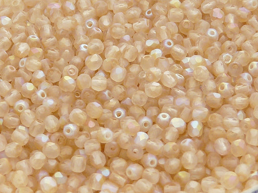 100 pcs Fire Polished Faceted Beads Round, 3mm, Crystal Matte Yellow Rainbow, Czech Glass