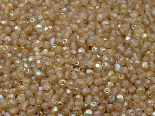 100 pcs Fire Polished Faceted Beads Round, 3mm, Crystal Matte Lemon Rainbow, Czech Glass