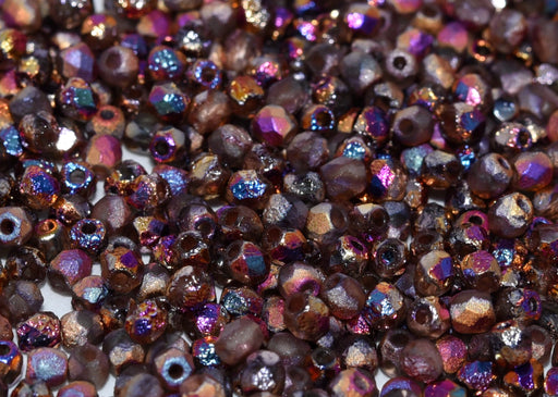 100 pcs Fire-Polished Faceted Beads Round 3mm, Czech Glass, Crystal Etched Sliperit Full