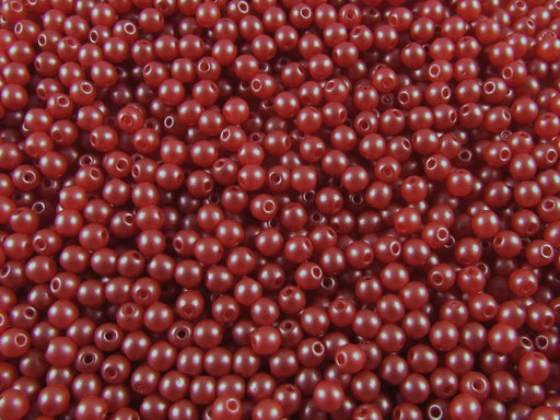 100 pcs Round Pressed Beads, 3mm, Alabaster Powder Red, Czech Glass