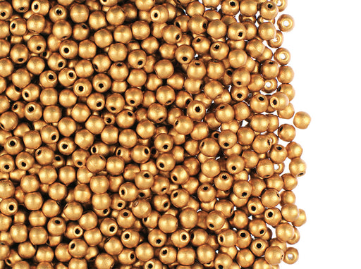 100 pcs Round Pressed Beads, 3mm, Aztec Gold, Czech Glass