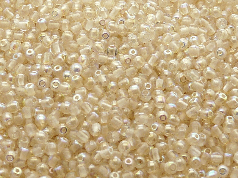 100 pcs Round Pressed Beads, 3mm, Crystal Yellow Rainbow, Czech Glass