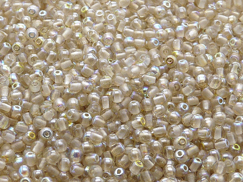 100 pcs Round Pressed Beads, 3mm, Crystal Lemon Rainbow, Czech Glass