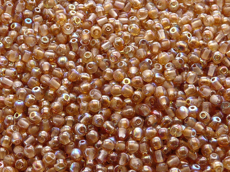 100 pcs Round Pressed Beads, 3mm, Crystal Orange Rainbow, Czech Glass