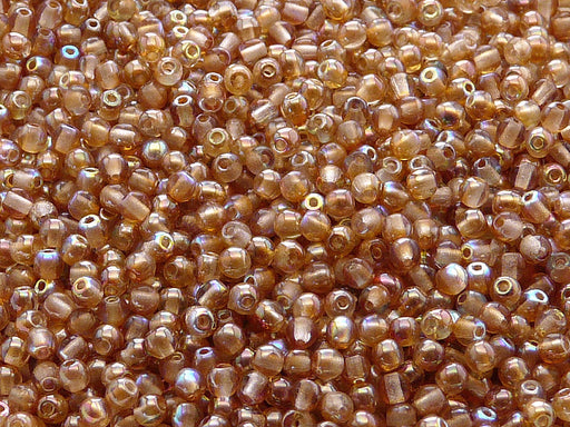 100 pcs Round Pressed Beads, 3mm, Crystal Orange Rainbow, Czech Glass