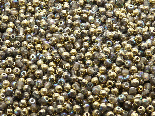 100 pcs Round Pressed Beads, 3mm, Crystal Golden Rainbow, Czech Glass