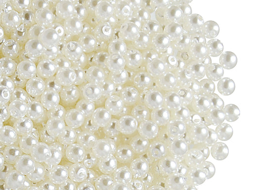 100 pcs Round Pearl Beads, 3mm, White Pearl, Czech Glass