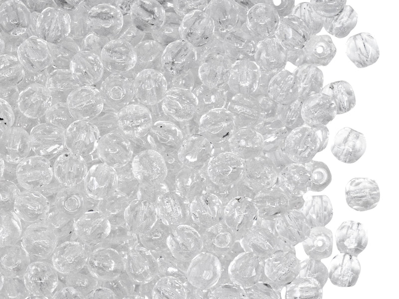 100 pcs Fire Polished Faceted Beads Round, 4mm, Crystal Clear, Czech Glass