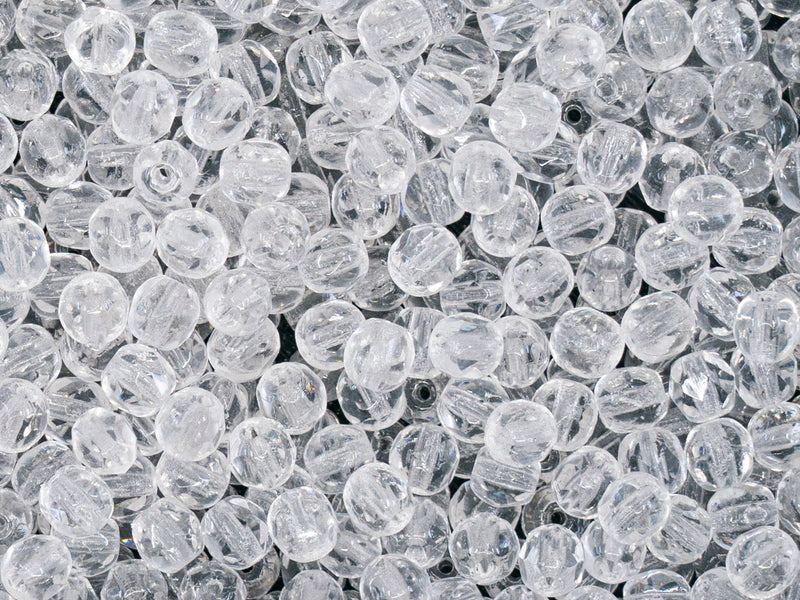 Set of Round Fire Polished Beads (3mm, 4mm, 6mm, 8mm), Crystal Clear, Czech Glass