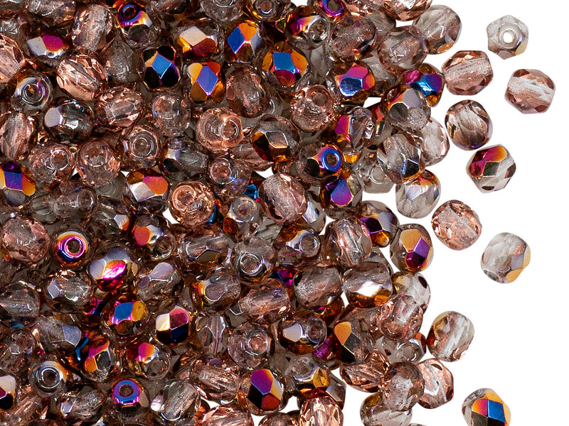 100 pcs Fire Polished Faceted Beads Round, 4mm, Crystal Sliperit, Czech Glass