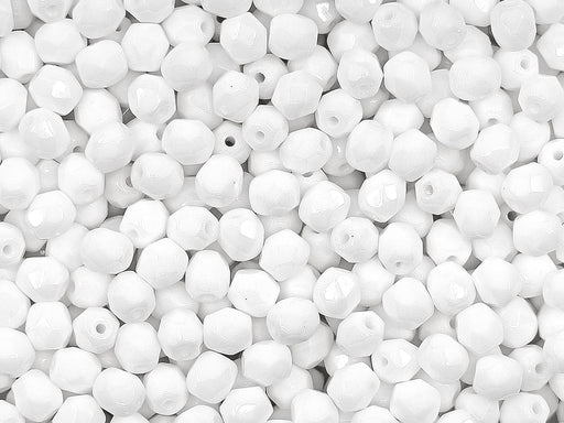100 pcs Fire Polished Faceted Beads Round, 4mm, Chalk White, Czech Glass