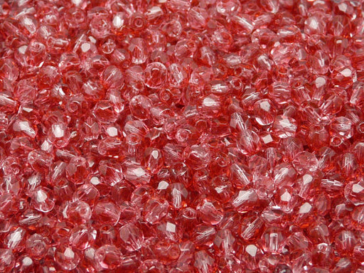 100 pcs Fire Polished Faceted Beads Round, 4mm, Crystal Crimson, Czech Glass